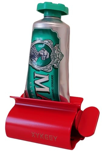 XYKEEY Toothpaste Squeezer Tube Squeezer - Toothpaste Squeezer Roller Tube Squeezer Tool, Rolling Tooth Pastetooth Paste Squeeze Dispenser Tube Wringer, 1 Pack (Red)