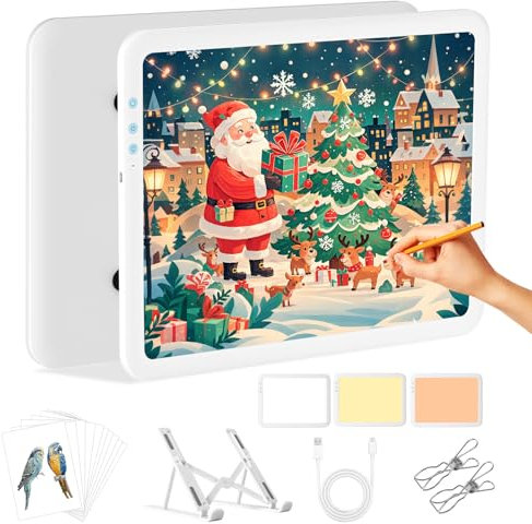 YINGWOND Leuchttisch A4 Wiederaufladbar Ultrahelle Lichtpad mit Ständer diamond painting Zubehör 3 Farbmodi 6 Helligkeitsstufen 3500mAH Batterie Leuchtplatte für Diamond Painting/Zeichnen/Tattoo