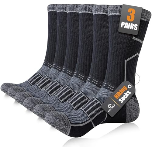 Circorld Wandersocken Herren & Damen, Atmungsaktiv Outdoor Socken Baumwolle Sportsocken, Anti Blasen & Geposltert Trekkingsocken Laufsocken Tennissocken Arbeitssocken, 3 Paar 47-50
