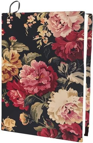 CRASPIRE Copertina elastica per libri, motivo floreale, peonia, lavabile, riutilizzabile, grande, in nylon, protezione per libri, quaderni, libri con copertina rigida, idea regalo