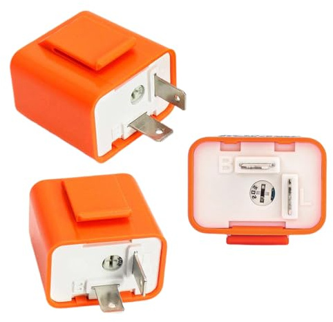 2 Pcs Universal 12V 2-Pin Flasher Relay, Motorcycle LED Turn Signal Indicator Flasher Relay Speed Adjustable
