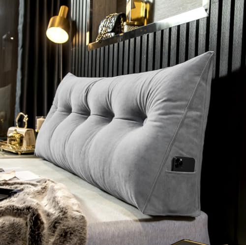 WNRLL Kissen Bett Rückenkissen Lesekissen für Bett Und Sofa Dreieckiges Rückenlehne Kissen Mit Tasche Lang Keilkissen Rückenlehne Ückenpolster,09,100x50x20cm/39x20x8in