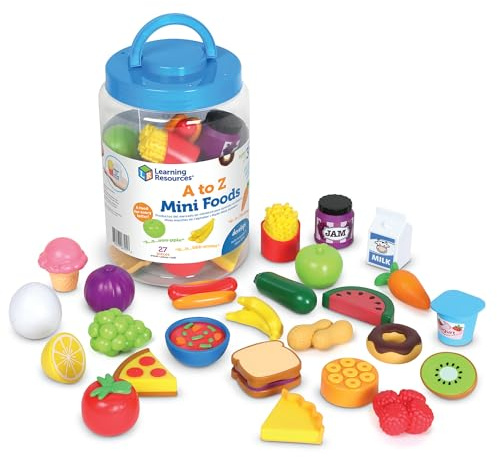 Learning Resources A to Z Mini Foods, Pretend Play Kitchen Accessories for Kids, Toddler Montessori, Fine Motor Skills, Gifts for Kids