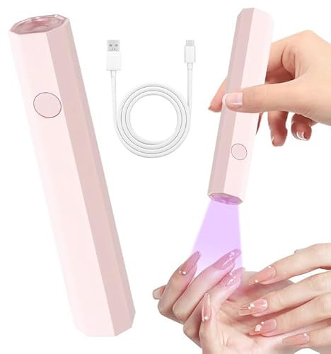 Mini UV Lampe für Nägel Wiederaufladbar Nageltrockner für Gel-Nagellack, Tragbarer 3W UV Led Lampe, 20s/60s Timing-Modi, Handgerät