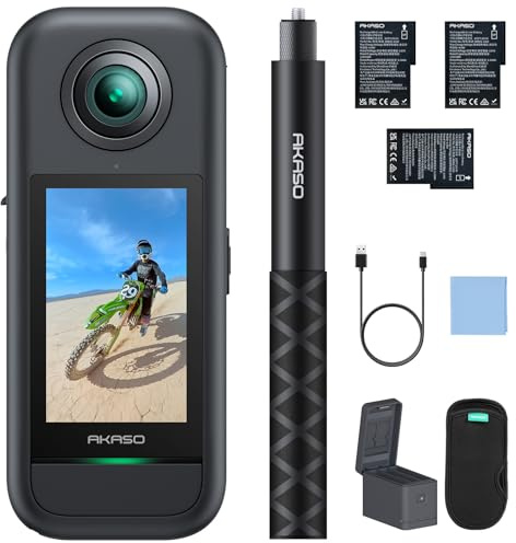 AKASO 360 Weatherproof 360° Action Camera Creator Combo- 5.7K 360 Video with 1/2 48MP Sensors, 72MP 360 Photo, 360-SuperSmooth, Touchscreen, Invisible Selfie Stick, 360° Horizon Lock, AI Tracking