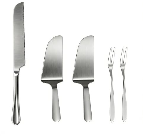 Kaiyzo 5 Pezzi Set di Taglia Torta e Paletta Torta in Acciaio Inox Paletta Dolci Set da Taglio Include Forchettine da Dolce per Matrimoni, Compleanni, Feste, Anniversari, Famiglia