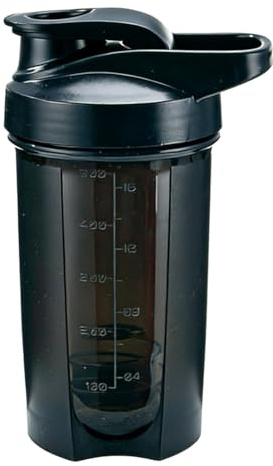 LUDHEP Botella Mezcladora, 500ML Vaso de Batido de Proteína en Polvo con Bola Mezcladora, Coctelera de Proteínas a Prueba Fugas para Fitness, Deportes, Gimnasio, Botellas de Bebidas (Negro)