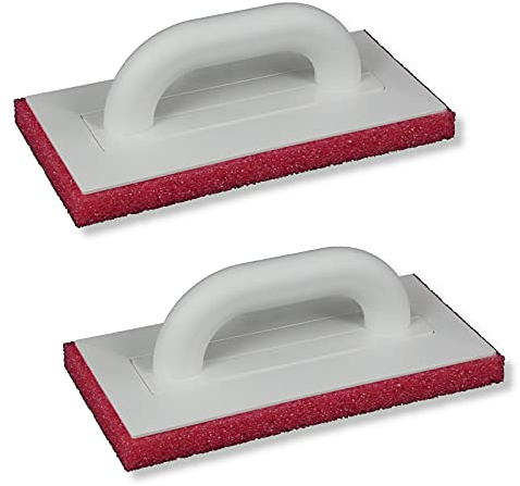 2er Set DEWEPRO® Reibebrett (PS) mit grob-poriger Schwammauflage (20mm) - 280x140mm - Schwammscheibe