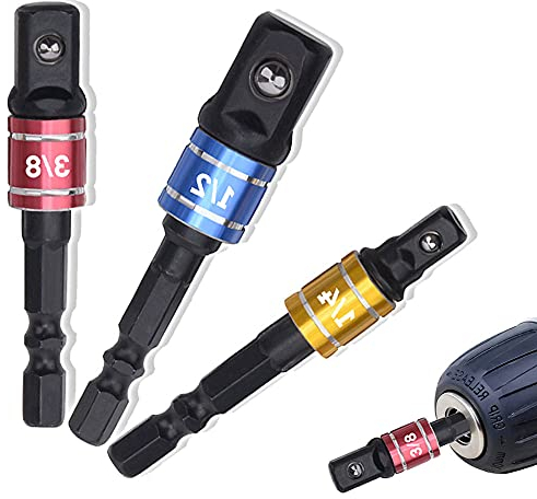 Adaptateur Porte Douilles 1/4 3/8 1/2 adaptateur porte douille visseuse a choc Prise Perceuse Visseuse Jeu de Rallonges Colorés