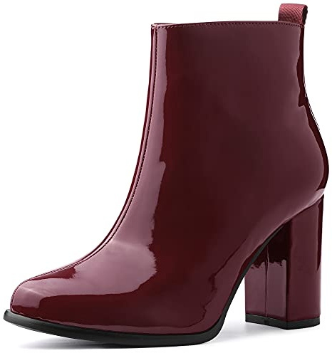 Allegra K - Stivaletti da donna con tacco alto, punta tonda, Borgogna, 40 EU