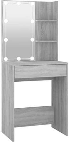 vidaXL Schminktisch mit LED Grau Sonoma 60x40x140 cm