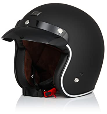 ORIGINE Motorradhelm Jethelm Vintage Rollerhelm Retro ECE-Zertifizierung (SOLID MATT Black,M)