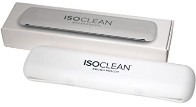 ISOCLEAN Makeup Brush Pouch, Silicone Travel Case with Magnetic Closure for up to 8 Makeup Brushes, Travel Essentials for MUAs and Makeup Lovers, Keeps Makeup Brushes Clean and Organized - White