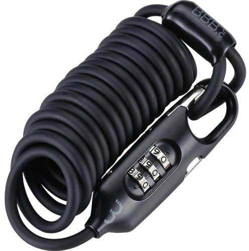 BBB Cycling Kombinationskabel-cykellås med kod för vägcykel, MTB och stadscyklar utomhus högsäkerhet cykellås litet 120 cm CoilSafe BBL-56