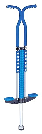 Relaxdays Pogo Stick, für Kinder, Springstock bis 60 kg, gepolststert, Sprungstab Outdoor, rutschfest, Edelstahl, blau