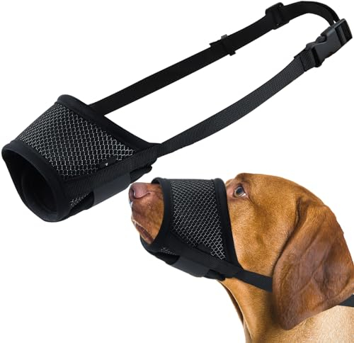 badaren Maulkorb für Hunde, Hund Maulkorb mit Verstellbarem Riemen, Sicher und atmungsaktiv, Hundemaulkorb für große, mittlere und kleine Hunde geeignet, verhindert Beißen, Kauen und Bellen