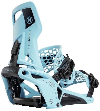 Nidecker OG Supermatic Snowboard Bindungen – Auto Open System mit verstellbarem Highback - Escape Cyan - XL
