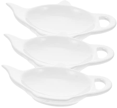 COLLBATH 3pièces Support Porte Sachet Thé Céramique Blanc Repose Cuillère Et Multi-Usage Rangement Pratique pour Sachets De Thé Usagés Cuisine Et Salon