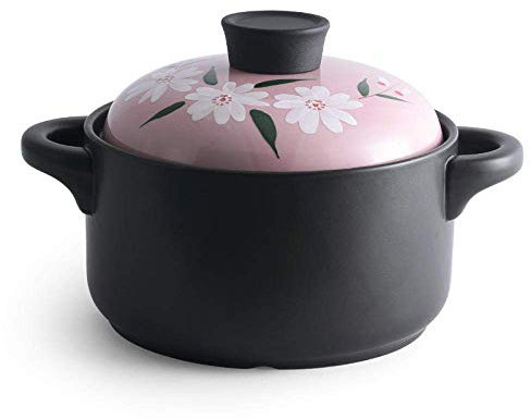 FHPEWXDG Cocotte Faitout en Argile Casserole en céramique - Bonne Conservation de la Chaleur, économie d'énergie et - Rose_capacité 1,5 L