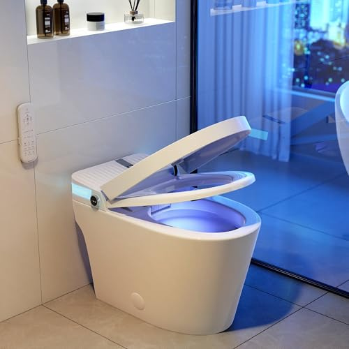 Homary WC con funzione bidet, intelligente bidettoilette - WC giapponese con riscaldamento a sedile/funzione di risciacquo automatico/indicatore LED/sensore a piedi/funzione bidet - WY376168WA