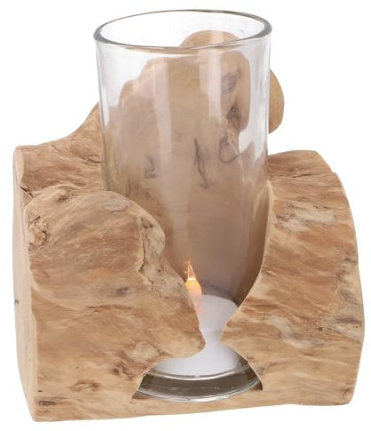 GURU SHOP Vase mural, chandelier en bois de racine avec verre – Modèle 2, 14 x 12 x 9 cm