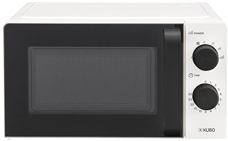 KUBO Microondas (20 L - Sin Grill - Blanco) - Descongelado - Temporizador hasta 30 minutos - 6 Niveles de Potencia - Control Manual - Potencia: 700W - Capacidad: 20 L KBMWO9564