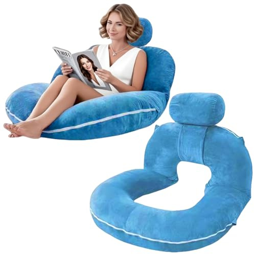 Builrand Cojín de Lectura para Cama y sofá,Almohada de Lectura Cama,Grande cojín de Respaldo con Cuello Desmontable, cojin Lectura para Adultos,Almohada de Apoyo para Leer,Relajarse,Descansar