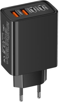 2 Pack Caricatore USB C Presa, Caricatore Muro 40W, Ricarica Simultanea Per 4 Dispositivi, Compatibile Con Phone, Tablet, Leggero E Portatile Con Protezione Da Sovracorrente, Spinotto Muro Adattatore