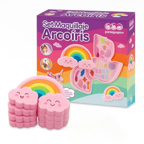 JugaToys - Set de Maquillaje Infantil con Forma de arcoíris de 3 Pisos - Juguete Seguro para niños y niñas a Partir de 3 años - Kit de Belleza Creativo con Sombras, labiales y Accesorios