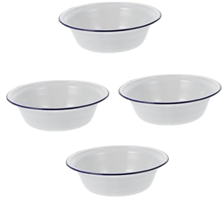 TOYANDONA Set 4 Pezzi Ciotole Per Zuppa Smaltate 20 Cm Bacinelle Profonde in Smalto Pratiche Per Uso Domestico e Ristorazione, Facili Da Pulire Per Riso, Noodles, Verdure e Frutta