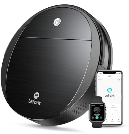 Lefant M213 Robot Aspirapolvere Lavapavimenti mini,2200pa forte aspirazione,6D Sensore di Collisione,Ideale per peli di animali domestici, Moquette e Pavimento duro, Nero