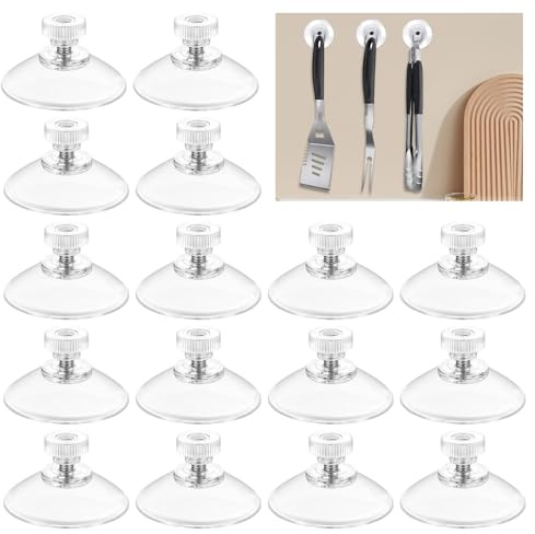 14 stycken sugkoppar med gänga och räfflad mutter med transparenta sugkoppar utan borrning, extra starka sugkoppar M5 Ø 34 mm för bil, fönster, dekoration, upphängning