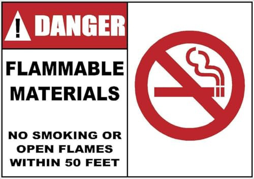 DANGER FLAMMABLE MATERIALS NO SMOKING safety OSHA Metal Sign 8x12 Inch – Notice Display for Home or Business Use