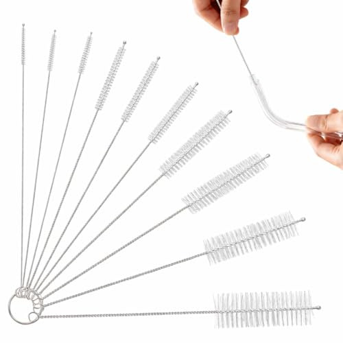 Androxeda Spazzola Per Bottiglia, 10 Pezzi Spazzole Per La Pulizia Delle Bottiglie, Per Tubo, Tastiera, Provetta, Bocca Di Bollitore, Lavandino, Bottigliette, Macchina Caffè