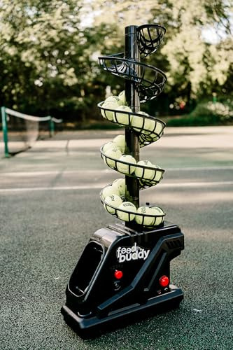 Feed Buddy PRO Automatic Tennis Ball Machine – Solo Practice Ball Feeder | Automatic Tennis Ball Machine – 55kph, 20m Feeds, 5 Settings & Automatic Ball Feeder for Solo Tennis Practice