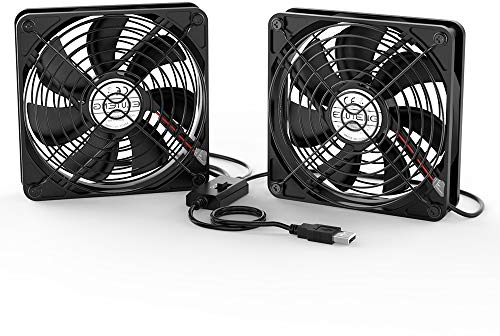 ELUTENG Doppel USB Ventilator 120mm 5V, 2 In 1 USB PC Computer Lüfter 120mm mit 3 Einstellbare Geschwindigkeiten, Gehäuselüfter Kompatibel mit PS4/Laptop/TV Box/AV Kabine/Router