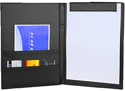 Leather A4 Portfolio Clipboard with Conference Folder, Professional Presentation Book, Writing Signature Pad, Paperwork Organiser, Multiple Bills Holder Pockets for Business Office