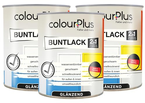 colourPlus 2in1 Buntlack Glänzend (2,25L Silbergrau/Grau RAL 7001) – Wetterfeste Holzfarbe Holzlack & Küchenmöbellack. Für Innen & Außen