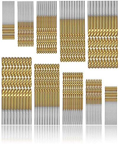 punte per trapano Micro 100 pezzi Set di punte da trapano Punte Metrico HSS ad alta velocit in acciaio Punte in acciaio al titanio da 1/1,5/2 / 2,5 / 3mm Drill Set Strumenti