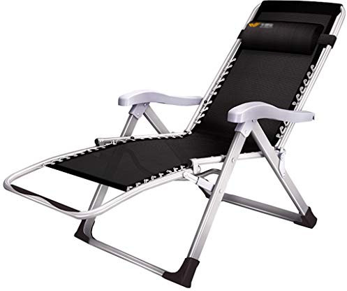 YFF-Liegen Draussen Terrasse Liegestuhl Garten Relaxliege Sonnenliege Klappbar Verstellbar Strand Campingstuhl Patio Garten Camping Liegestühle Max.150kg - Schwarz
