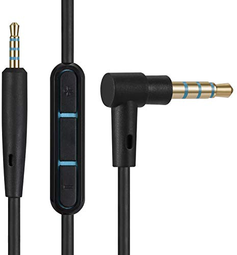 EARLA TEC Replacement Audio Cable Cord Extension Wire for Bose QuietComfort QC25 QC35 Headphones with in line Mic Volume Control (Black)