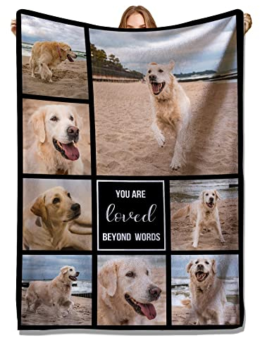 YUzzles Decke mit personalisierten Fototexten, Bilder Collage Throw Blankets, für Paare Freunde Familie Haustiere Geschenke (8 Fotos)