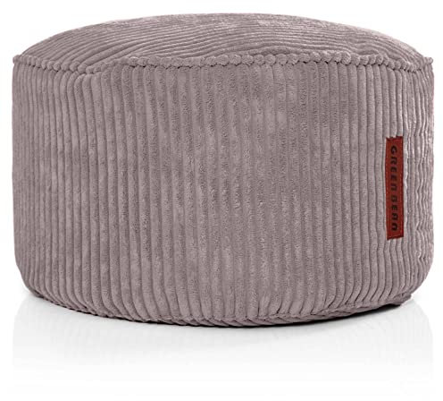 Green Bean Indoor Sitzhocker Pouf 45x25cm EPS-Perlen Füllung & Cordstoff Kuschelig Weich Waschbar - Drinnen Bodenkissen Liegekissen Sitzkissen Sitzhocker Relax-Sessel Kinder Erwachsene Stoff Grau