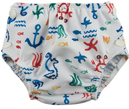 Popolini Badblöja Croco Blu perfekt för badutflykt och babysimning (L ~8–15 kg)