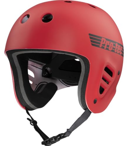 Pro-Tec Full Cut Water Wakeboarding Helmet, Ideal for Wakeboarding, Kayaking, Whitewater Rafting or Kite Surfing, – X-Large – Bright Red Matte