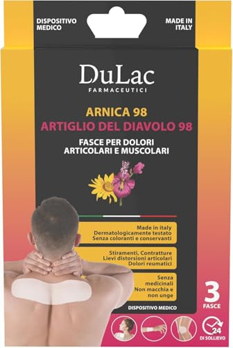 Dulac - 3 Plåster med Arnica 98 och Djävulsklo, Medicinteknisk Produkt | Medicinteknisk produkt, 24 timmars lindring vid led- och muskelbesvär, Made in Italy