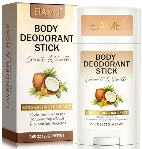 Deo Antitranspirant Damen & Männer, Natürlicher Deo Stick Frauen, 72-Stunden-Geruchsschutz Deodorant in Reisegröße, Aluminiumfrei, Ohne Backpulver, Hautverträglich (Kokosnuss & Vanille)