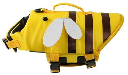 AZA Dog Life Jacket Shark Life Vest with Rescue Handle Cute Bees Costume Girl Adjustable High Buoyancy Swimwear for Small Medium Large Dogs Boy Swimsuit Clothes for Pets (S,Bees)