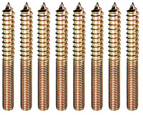 M8 x 80 mm hängbultar trä till metall skruvpluggar dubbelhuvudlösa skruvar för träbearbetningsmöbler anslutning (10-pack)