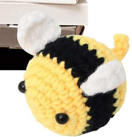 Whnbuij Gehäkelte Spielzeugtiere, Biene Stofftier - Gehäkeltes Cartoon-Bienenspielzeug,Handgefertigtes Häkelspielzeug, lustiges Bienenspielzeug zum Begleiten, Spielen, Heimdekoration